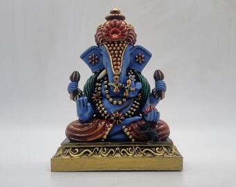 Colour Ganesha statuette, Hindu god figurine, 3d printed ornament, indian mythology statue,hindu gift idea, seated elephant god Ganesh bust