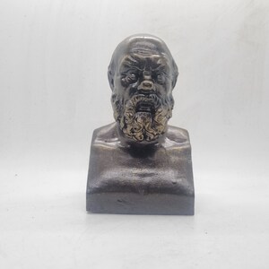 Bronskleurige Socrates-buste, 3D-print Griekse hoofdfiguur, Hellenistisch beeldje, Grieks geschiedenisstandbeeld, historische sculptuur, Grieks geschenk