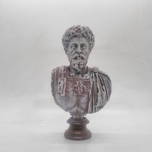 Marble effect Marcus Aurellius statuette, 3d print Roman art, Hellenistic statue, resin head sculpture, male head bust, roman emperor
