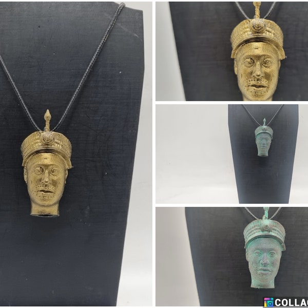 Ori Olokun pendant, Yoruba ife bronze head, African bust necklace, Benin bronze statue, tribal culture, Nigerian art statue, love Africa