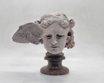 Hypnos marble head bust, 3d printed statue, greek sleep god statuette, mythical winged creature, greek mythology figurine, god of dreams,