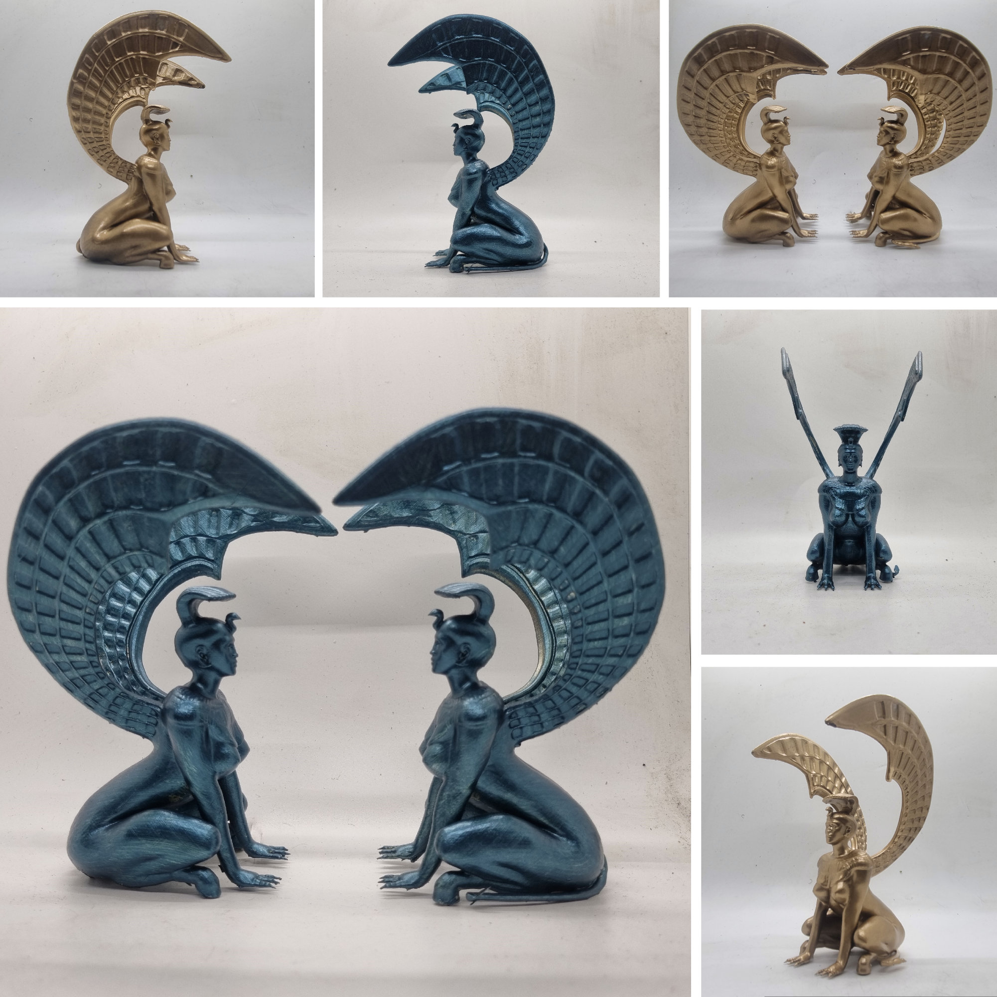 Metallic Blue Southern Oracle Sphinxes, 3d Printed Gift, 80's Movie ...
