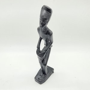Black African drummer statuette, 3d printed tribal statue, Djembe player figurine ,musician statuette. Black male figure, ebony ornament,
