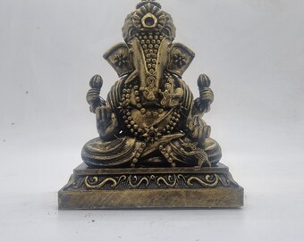 Gold colour Ganesha  figurine, Hindu god statuette, 3d printed statue, indian mythology ornament,hindu gift idea, seated elephant god Ganesh