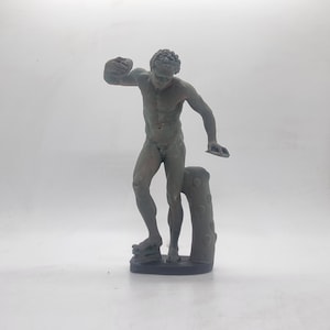 Patina effect Satyr statuette, Ancient Greek figurine,dancing Faun statue, roman statue, greek mythology sculpture,ancient greek gift idea