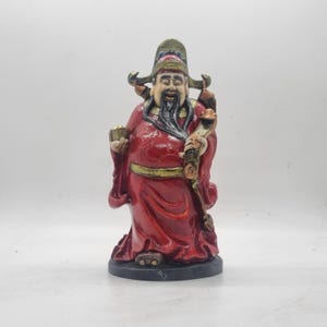 full colour Caishen figure, God of money,chinese  statue, home decoration, ancient Chinese sculpture, antique gold statue, Asian mythology