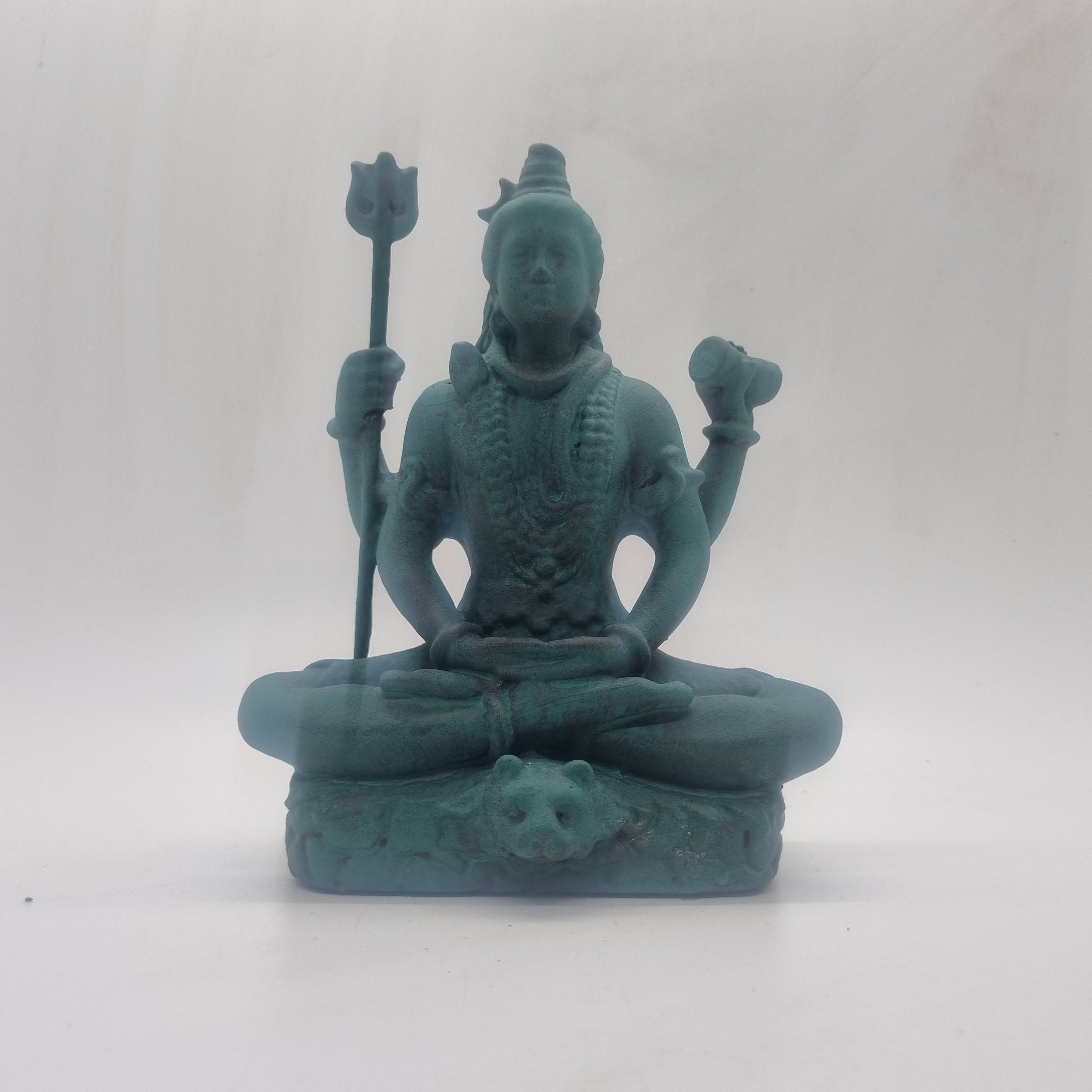 Patina Shiva Statuette, 3d Printed Hindu God Statue, Lotus