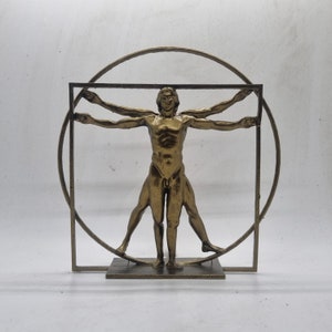 Bronze Vitruvian man statuette, Italian Renaissance sculpture, davinci statue, human anatomy statue, human body statue, artist gift idea