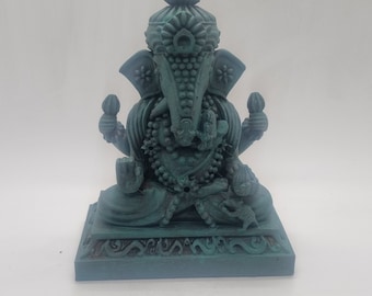 Patina Ganesha  figurine, Hindu god statuette, 3d printed statue, indian mythology ornament,hindu gift idea, seated elephant god Ganesh
