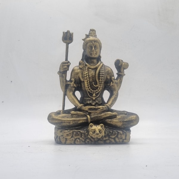 Gold colour Shiva statuette, 3d printed Hindu god statue, Lotus position figure,indian mythology ornament,hindu gift idea,religious statue,