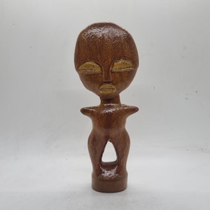 Brown Akuaba Doll, Ghanaian fertility idol, 3d printed african statue, faux wood effect,african wedding gift idea,asante tribal art figurine