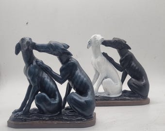 Townley Greyhound statuette, Canine dog statue, pair of dogs, animal figurine,Pet lover gift idea, irish whippet hound, cute puppy ornament.