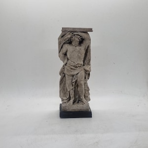 marble effect Atlas statuette,Roman sculpture, greek mythology gift idea,greek titan bust,hellenistic decoration,faux antique Atlas statue