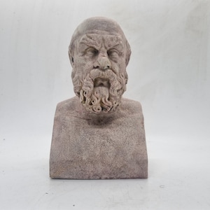 Marmeren effect Socrates buste, 3D-print Grieks hoofdstandbeeld, Hellenistisch geschenk, Griekse geschiedenisfiguur, historische sculptuur, Grieks beeldje