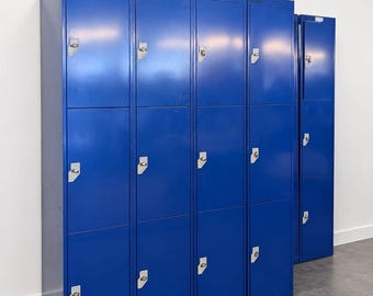 Tall 3 Door Metal Locker – Blue Staff Storage Unit , Commercial Office, School , Gym Locker with Padlock Latches