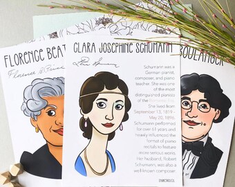 Women Composer Posters//Women’s History//Mendelssohn//Schumann//Music Poster//Music Teacher