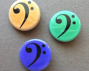 Bass Clef Button Pins // Piano Teacher // Musician Gift // Teacher Gift // Student Gift // Piano Lessons