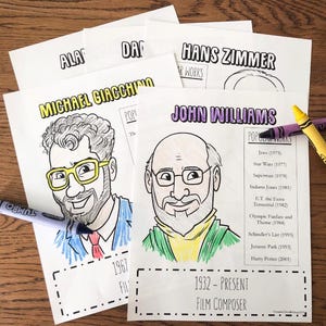 Film Composer Coloring Sheets-STUDIO LICENSE//Coloring Book//Gift for Musician//Music Coloring Book//John Williams//Alan Menken//Hans Zimmer