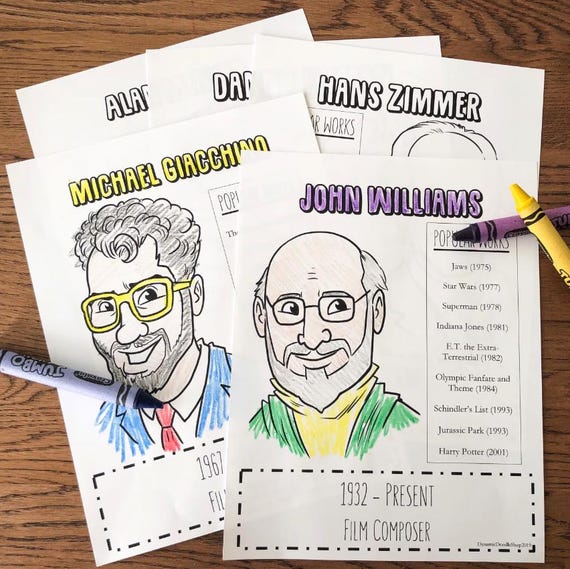 Film Composer Coloring Sheets-STUDIO LICENSE//Coloring Book//Gift for Musician//Music Coloring Book//John Williams//Alan Menken//Hans Zimmer