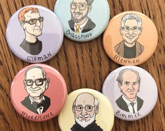 Film Composer Buttons // Gift for Musician // Teacher Gift // Piano Teacher // Film Composer // Movie Music