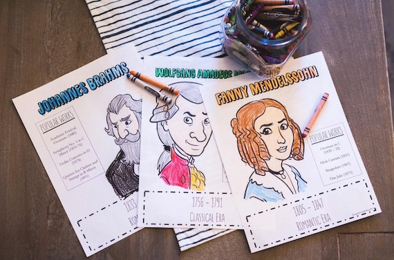 Composer Coloring Sheets-STUDIO LICENSE//Coloring Book//Gift for Musician//Music Coloring Book//Beethoven//Bach//Mozart