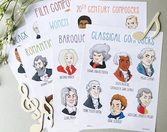 Musical Era Composer Posters//Beethoven//Bach//Music Poster//Music Teacher