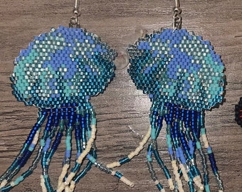 Jellyfish Seed Bead Earrings