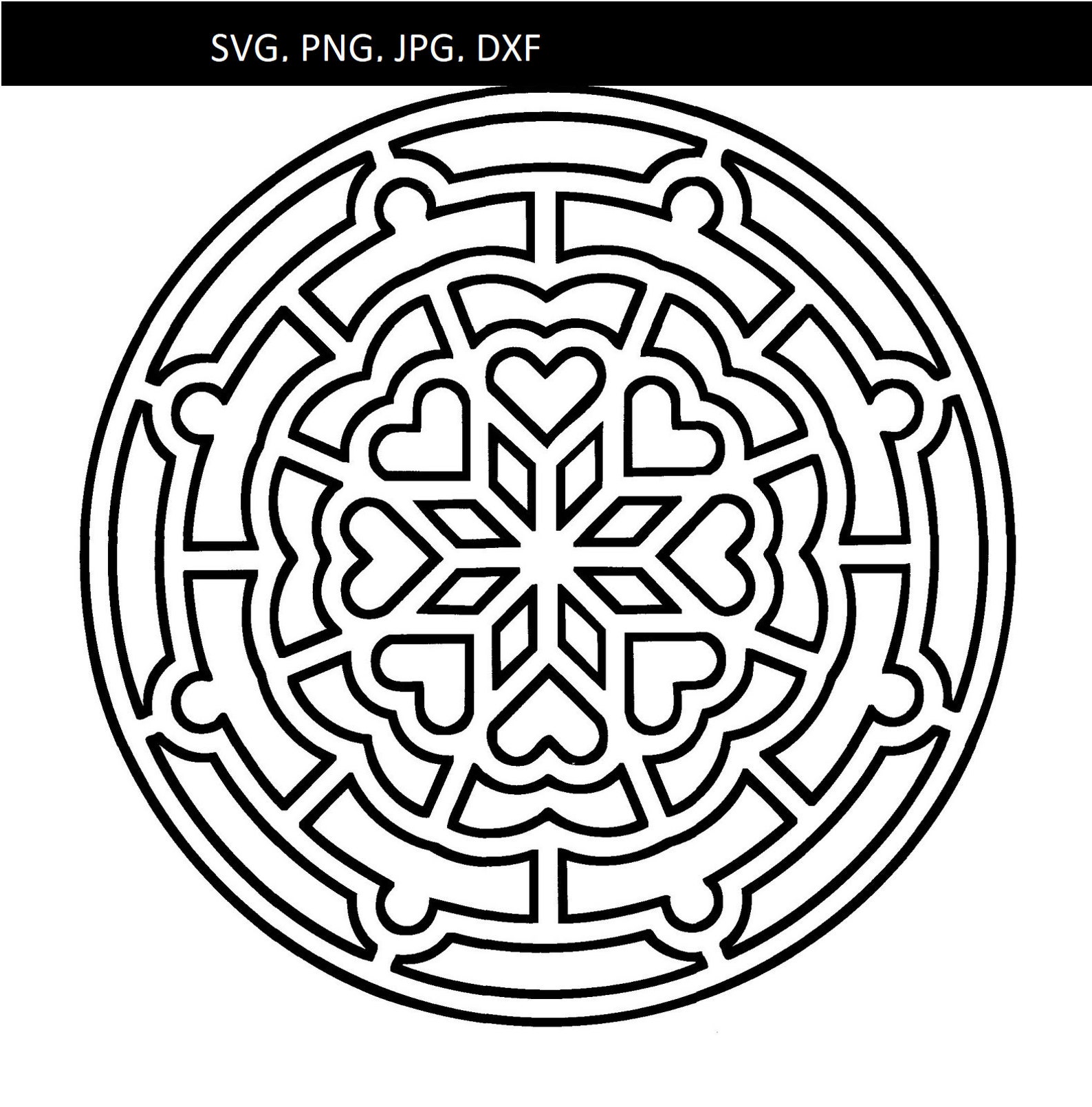 Heart Mandala Svg, Png, Jpg, DXF - Etsy