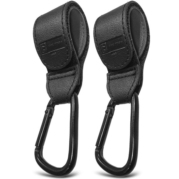 The Pro4 Baby Stroller/Buggy Clips | 2 Pack | Leather Style Straps & Carabiner Clip | Suitable for Every Stroller or Buggy Quality Materials