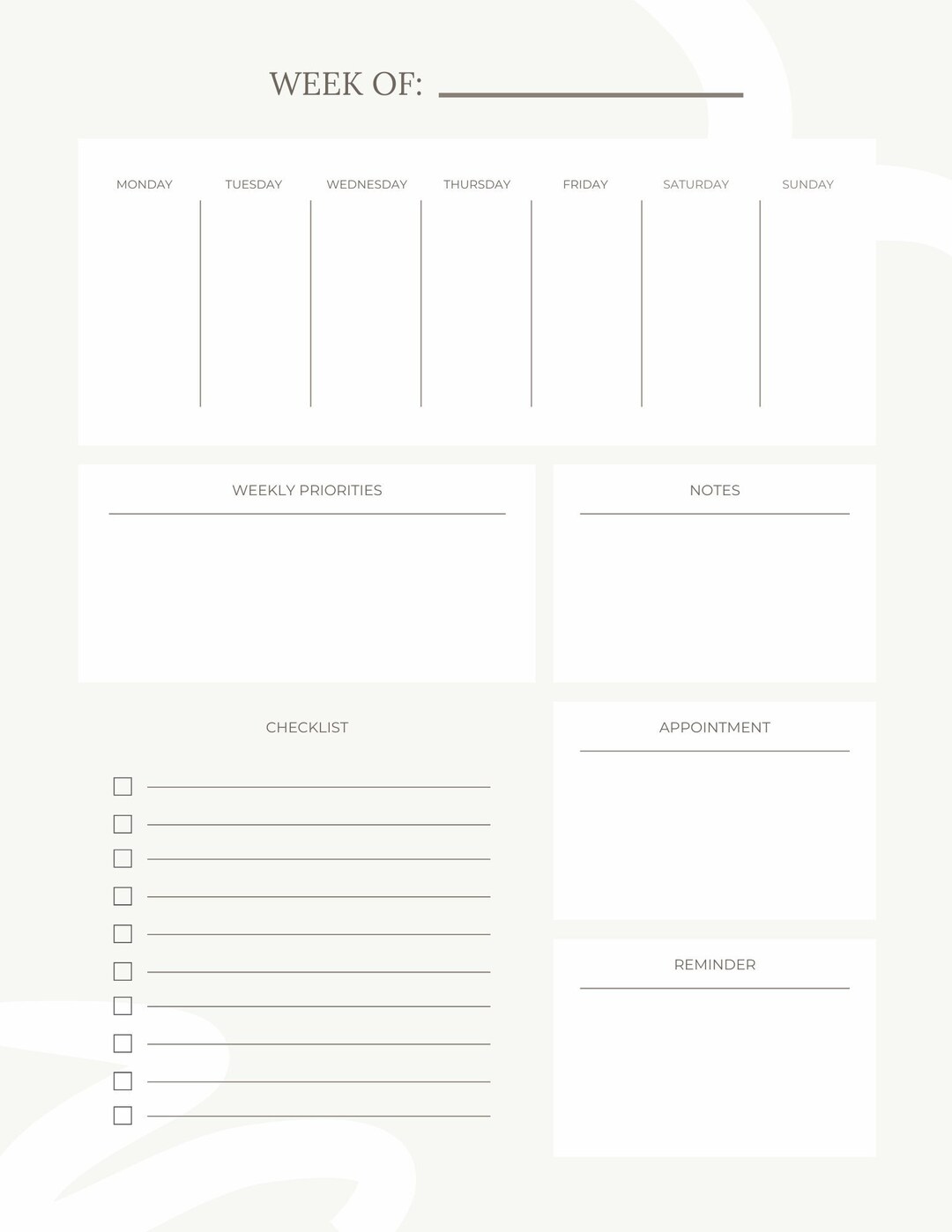 Weekly Planner PRINTABLE Etsy