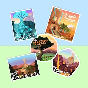 Hyrule Travel Sticker Pack | Hyrule Stickers | Tears of the Kingdom | Legend of Zelda | Zelda Stickers | Waterproof Sticker | 0057G