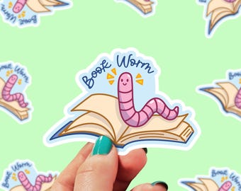 Book Worm Sticker | Bookish Stickers | Book Sticker | Kindle Stickers | Book Lover gifts | Library Sticker | Reader Gift | 0009G