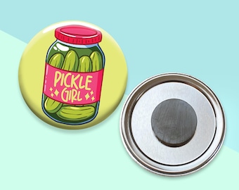 Pickle Girl Magnet | 2.25" Fridge Magnet | Dill Pickle Magnet | Food Magnet |  Small Gift | Refrigerator magnet | Whiteboard Mag | 0004BM