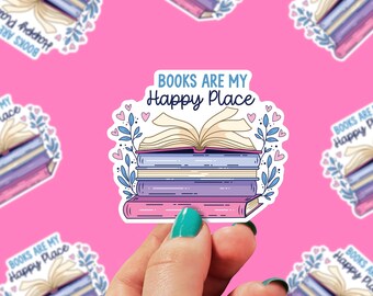 Books are my Happy Place Sticker | Bookish Sticker | Book Sticker | Kindle Sticker | Reading Sticker | Book Lover gift | Reader Gift | 0175G