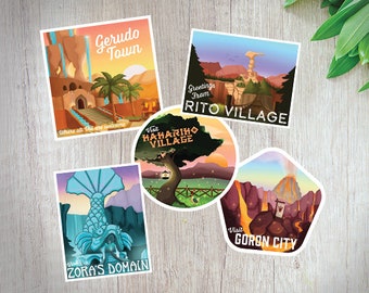 Hyrule Travel Sticker Pack | Hyrule Stickers | Tears of the Kingdom | Legend of Zelda | Zelda Stickers | Waterproof Sticker | Laptop Sticker