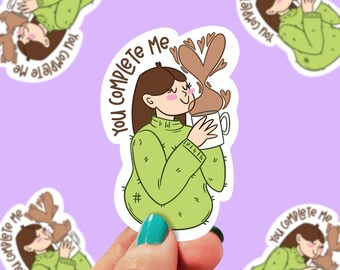 You Complete me Sticker | sticker for laptop | Tumbler Sticker | Coffee Sticker | Iced Coffee | Caffeine Sticker | Gifts | 0149G