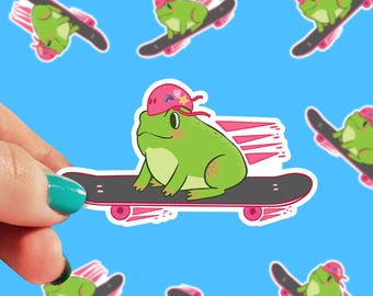Frog on Skateboard Sticker | Frog Stickers | Funny Frogs | stickers for laptop | Funny Sticker | sticker for water bottle | 0043G