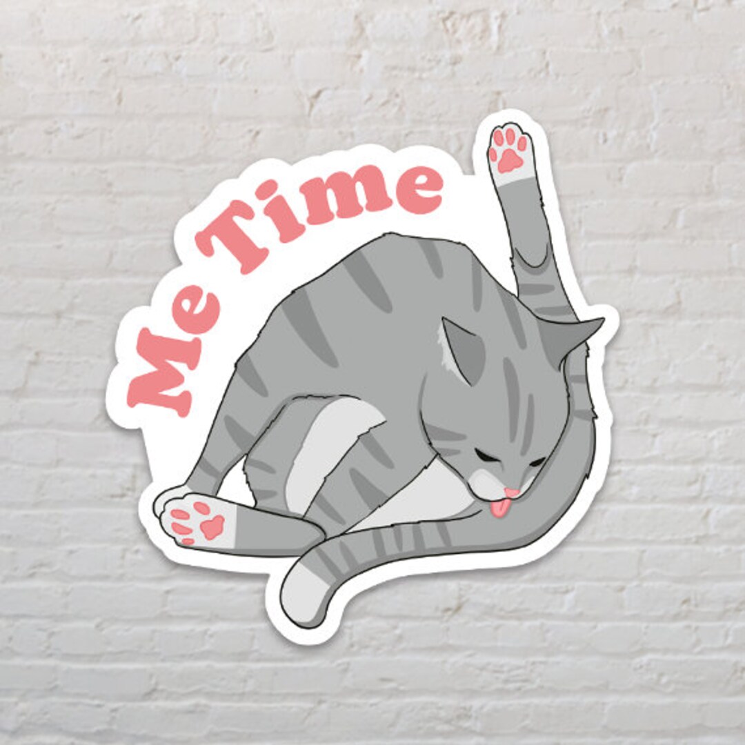 Cat Licking Butt Waterproof Sticker Funny Cat Sticker Etsy Il N8ug 