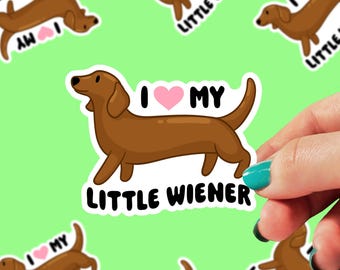 I Love My Little Wiener Sticker | Dog Sticker | stickers for laptop | Wiener Dog Sticker | Punny Sticker | Dachshund sticker | 0060G