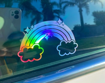 Rainbow Car Decal | Car Sticker | Window Decal | Bumper Stickers | Vinyl Decal | Laptop Decal | Holographic Decal | 0019D