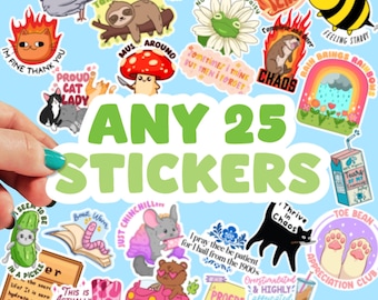 Choose any 25 Stickers | Sticker Bundles | Vinyl Stickers | Water Bottle Stickers | Sticker Pack | Discounted Stickers | Sticker Set