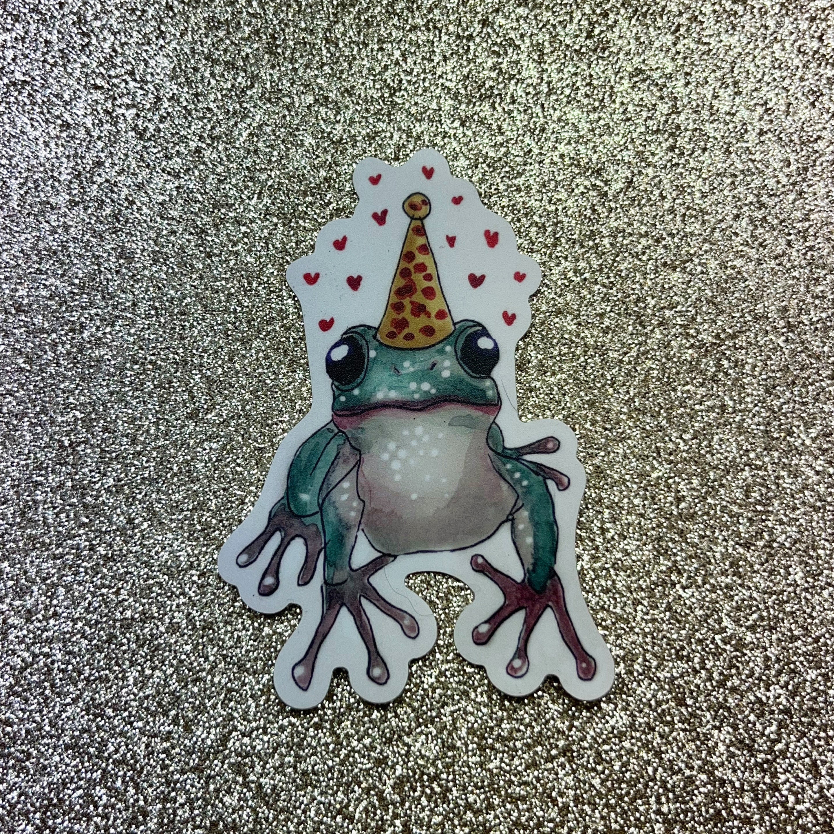 Party Frog Sticker, Funny Frog Sticker, Party Hat Frog Sticker, Bumper ...