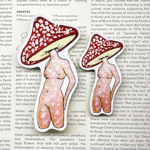 Mushroom Lady Sticker, Naked Mushroom Sticker, Small and Large, Bumper Sticker, Laptop Sticker, Water Bottle Sticker, Weatherproof Sticker