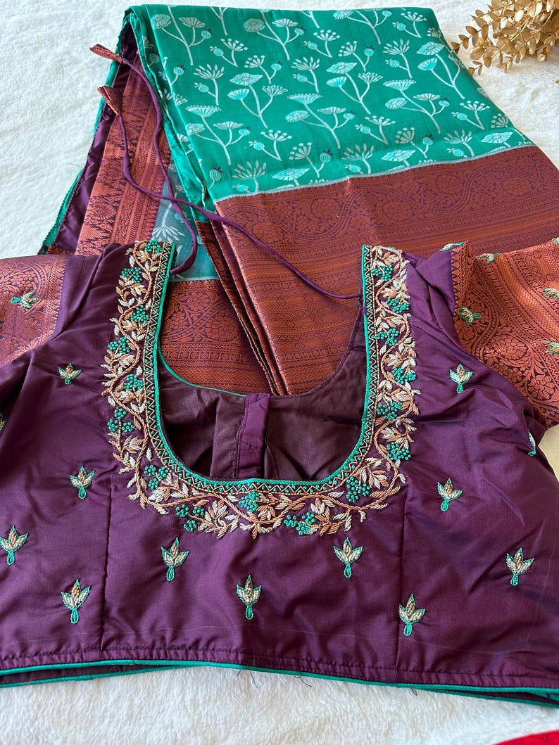 Monochrome Series : Semi Kanchi Silk Saree - Purple Garnet