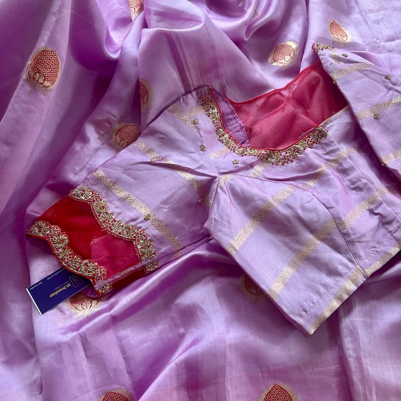 Lavender Spread Collar Cotton Blouse