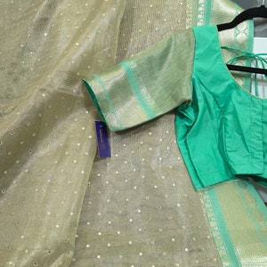 Elegant Lime Green Kota Tissue Saree