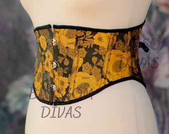 Floral Jacquard Underbust Corset Belt, Victorian Style