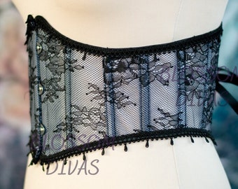 Floral Jacquard Underbust Corset Belt, Victorian Style