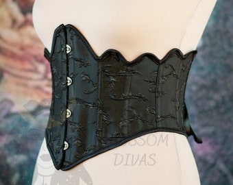 Floral Jacquard Underbust Corset Belt, Victorian Style