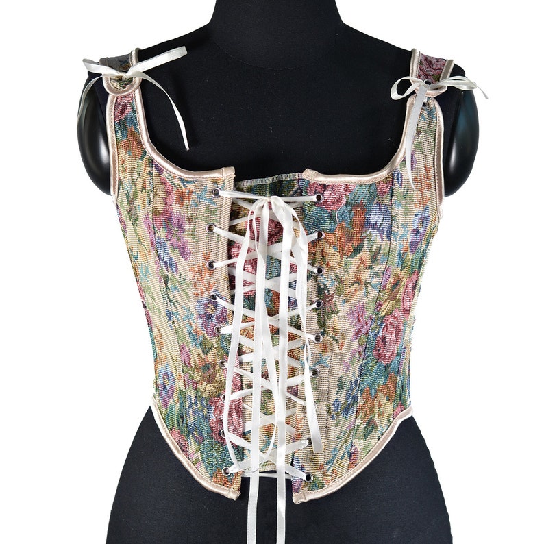Vintage Floral Corset Branch Flower Corset Renaissance Front Etsy